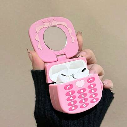 Funda protectora de silicona suave y rosa con diseño de manzana para auriculares Bluetooth, compatible con 1/2/Pro/3/Pro (2da generación)