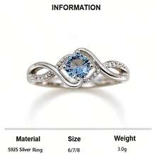 1枚S925银波浪形戒指，镶嵌闪亮锆石，优雅高贵，适合结婚/订婚，是送给爱人的高品质珠宝礼物。 - 銀色 - 查看 5