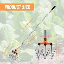 Rotary Cultivator Garden Rotary Tiller Adjustable Stainless Steel Poles Hand Tiller For Soil Mixing Or Reseeding Grass Lawn Tiller Total Length 57 Inch - Orange - View 3