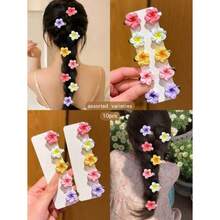 10pcs/Pack Random Color Flower Hair Clips Cute Style Suitable For Daily Use Hair Accessories Claw Clips Hair Claws Hair Barrettes School Stuff Vacation Outfits Woman Set Head Accessories - 彩色 - 查看 9