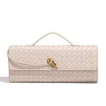 25 nuevos modelos de bolsos de mano cruzados con cierre tejido a mano, bolsos de noche tipo acordeón de alta calidad, bolsos cruzados de un solo hombro. - B1893#Arroz blanco - Ver 3