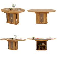 Extendable Dining Table, Kitchen Table, Round Table That Converts To An Oval, 118-158 Cm, Seats Up To 6, With Glass Doors, Walnut - Walnut Color + Medium Density Fiberboard - View 5