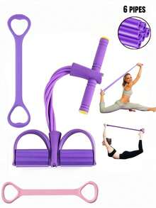 2pcs Fitness Resistance Bands, 6pcs Leg Resistance Bands With Handles, 8-Shaped Multifunctional Tension Ropes, High Intensity Elastic Shoulder & Back Open, Stretch Limbs, Pre-Assist, Tension Band Training, For Full Body Workout, Abdominal Shaping, Rowing And Flexibility Exercises, Stackable Fitness Equipment, Suitable For Yoga And Shaping, 8-Shaped, Pull-Up Assist Bands, Thigh Training Device, Gym, Sweating, Pilates - Multicolor - View 2