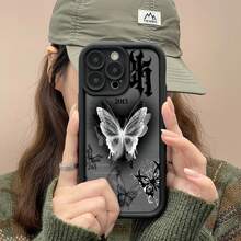 Obra de arte con diseño monocromático y tema de mariposas, 2013.funda de teléfono Fundas compatibles con ,Apple,VIVO,OPPO,,, y Honor.Fabricadas en silicona TPU,ofrecen protección contra golpes y caídas. - Negro - Ver 3