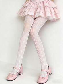 不对称网眼长筒袜、独特渔网长筒袜、性感提花连裤袜、镂空渔网打底裤 - 彩色 - 查看 3