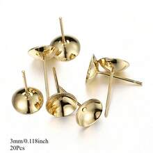 20pcs 3-8mm Stainless Steel Ear Studs Base For Pearl Earring Base For DIY Jewelry Making Golden Color Accessories - Earring Base - View 14