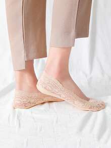 1/5/10 Pairs Boat Socks Slippers Fashion Sexy Lace Invisible Sock Hollow Silicone Non-Slip Breathable Thin Comfortable Spring Summer Women Socks - Multicolor - View 5