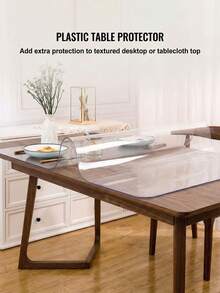 1件PVC防水桌布，防滑、防污、防油，适用于餐桌、茶几、书桌、教室，厚度1.2毫米，可水洗，多用途 - 無色 - 查看 7