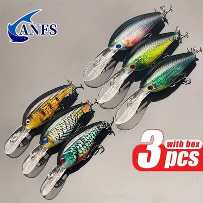 3pcs Fishing Lure With Vibrant Patterns -Realistic Design Artificial Bait For Freshwater Saltwater Fishing