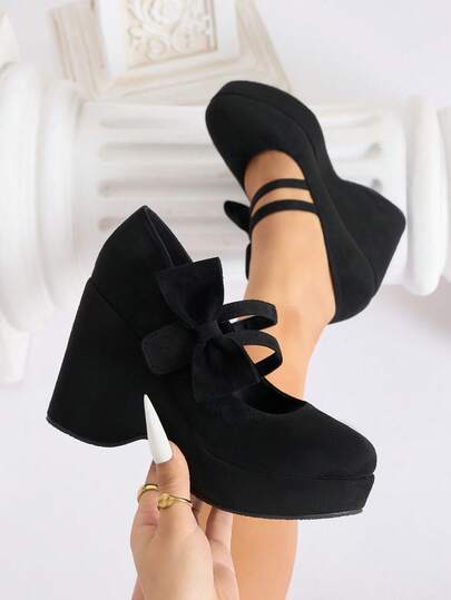 أحذية نسائية ذات كعب منخفض باللون الأسود، أصابع مغلقة، كعب عالي على شكل ماري جين، أنيقة وجميلة، مناسبة للاستخدام في الخارج