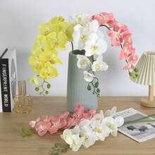 1支/10支装27英寸仿真蝴蝶兰花茎，质感逼真，适用于家居、办公室、婚礼装饰，也适合宿舍、情人节、母亲节礼物、人造植物、办公室、派对、节日、生日等多种场合，可用于家居、入口、酒店、餐厅、客厅、卧室、婚礼、厨房、花园等场所，营造装饰风格，是派对和节日装饰的理想之选。 - 黃色 - 查看 7