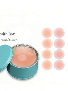 2/8/16 Pairs Reusable Nipple Covers For Women, Silicone Invisible Breast Petals With Travel Case - Pink - View 13