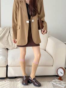 1双女士过膝袜，波点学院风修身显瘦袜，适合春夏穿着，可搭配裙子，百搭实用 - 彩色 - 查看 12