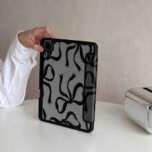 Cute Black Bowknot Acrylic Shock-Absorbing Cartoon Anime Pattern Double-Sided Transparent Crystal Back Cover For IPad 7th 8th 10th Generation (10.2 Inch) Built-In Pen Slot Support Sleep/Wake Function Ideal Birthday Gift Choice - Multicolor - View 3
