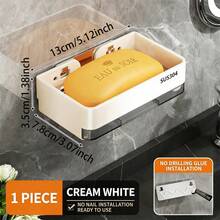 1pc Wall-Mounted Soap Dish, Detachable Drainage, High-End Bathroom Soap Holder, No Drilling Required - Soap Rack - View 11