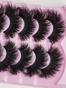 Pestañas postizas de 9D de visón sintético esponjoso de 16-25 mm, gruesas y densas, que crean un efecto de maquillaje dramático, pestañas reutilizables para ojos cautivadores - Negro - Ver 3