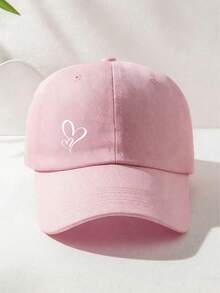 1 Or 2 Pcs Unisex Baseball Cap, Korean Style Soft Crown Baseball Hat, Solid Color/Heart Print, Casual Sun Hat, Curved Brim, Suitable For Daily Wear, Gift For Friends - Multicolor - View 2