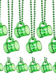 St. Patrick's Day Novelty Mini Shot Glass Beaded Necklace, Green Irish Themed Gift, Party Supplies, Adult St. Patrick's Day Accessory - Multicolor - View 2