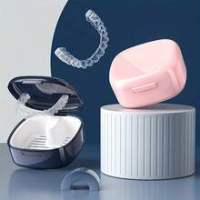 1 pieza Caja de almacenamiento a prueba de agua y con candado para retenedores dentales - Caja de almacenamiento para retenedores ortodónticos y dentaduras, contenedor portátil para herramientas dentales con cesta de drenaje - Multicolor - Ver 6