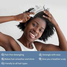 BESTOOL Curl Defining Brush, Curved And Vented No-Pain Detangler Brush For Curly Hair Boar Bristle Hair Brush For Wet Or Dry All Hair Types Smoothing Massaging Less Breakage &Amp; Frizz - White - View 4
