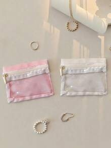 1/3/7pcs Portable Jewelry Box, Earring, Necklace, Bracelet Storage Bag, Transparent Material For Easy Viewing And Protection, Small Size For Easy Carrying - Multicolor - View 2