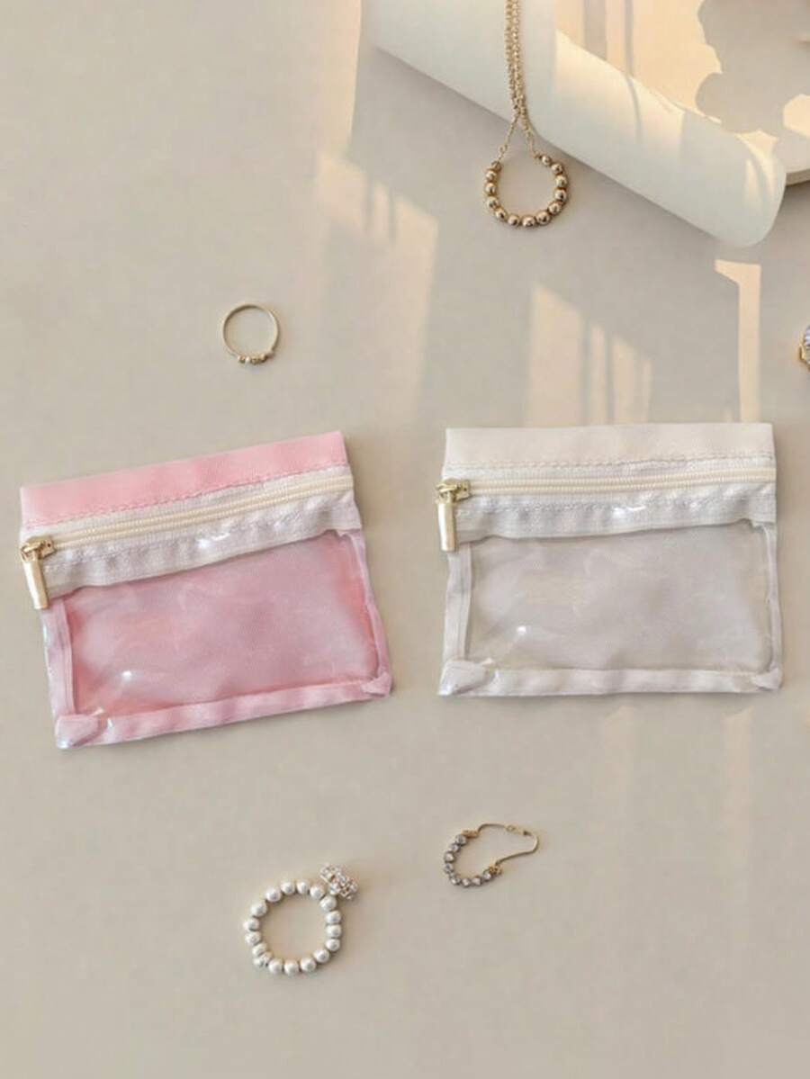 1/3/7pcs Portable Jewelry Box, Earring, Necklace, Bracelet Storage Bag, Transparent Material For Easy Viewing And Protection, Small Size For Easy Carrying