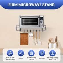 LYNICESHOP Microwave Shelf Wall Mounted Microwave Bracket Stainless Steel Oven Rack Stand Kitchen Shelf Holder Organizer Holiday Gift (US Stock) Faster Delivery - Default - View 3