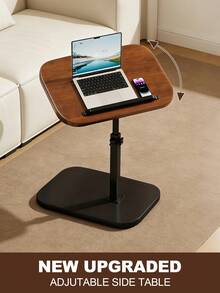 Adjustable Side Table, C Shaped End Table, Bedside Table With Small Spaces, Sofa Table With Metal Frame, Small Side Table For Couch, C Shaped Tray Table Side Table For Living Room Bedroom Corners And Office Dorm Room Decor Modern Style, Walnut Brown Color - Walnut Brown - View 2
