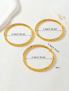 3pcs Middle Eastern Saudi Arabian Ramadan Style Hollow Carved Gold-Plated Copper Multilayer Bangle Bracelets, Gift For Family And Friends - Yellow Gold - View 4