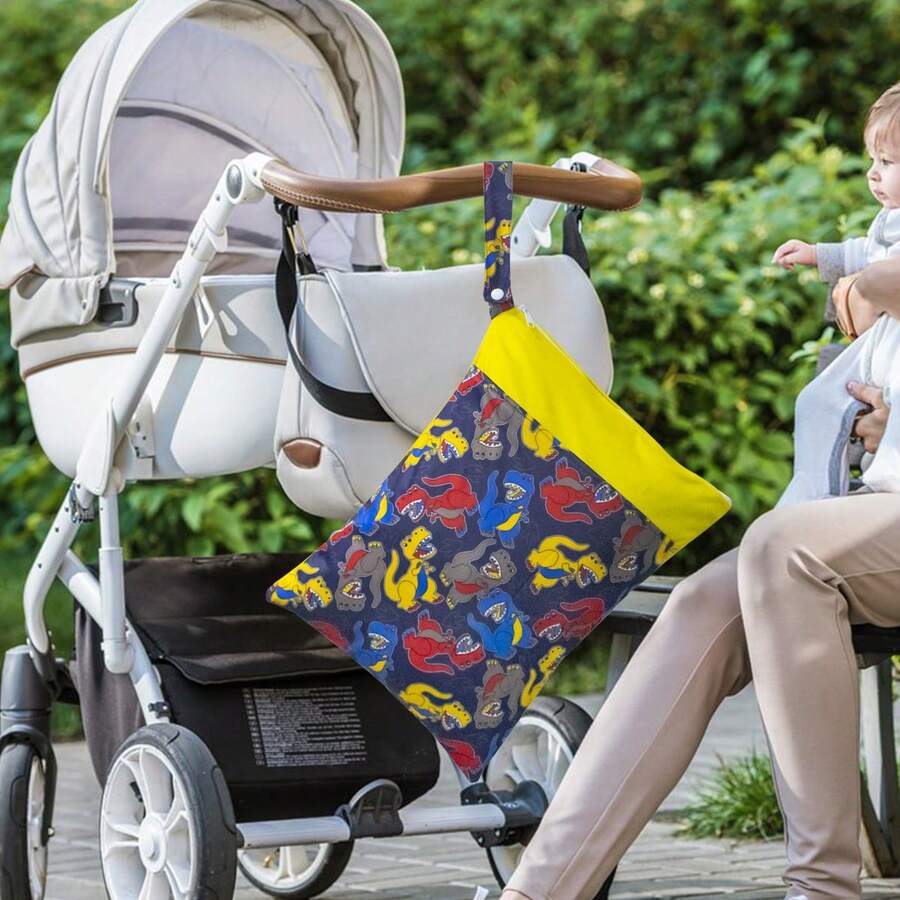 Waterproof Wet/Dry Bag Reusable Ideal For Swimwear, Travel, Beach, Pool, Swimsuits, Diapers, Dirty Yoga/Gym Clothes Daycare Organizer Features Two Zippered Pockets