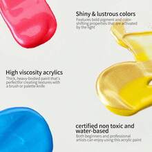 24-Color Metallic Acrylic Paint, 60ml Large-Capacity Liquid Acrylic Paint, Art-Grade Paint With Vibrant Colors And Good Fluidity, Metallic Iridescent Art Painting Tools For DIY Crafts. - Liquid Pigments - View 4