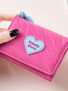 1 pieza Monedero con forma de corazón rosa lindo con cierre de presión | Billetera multifuncional para tarjetas para niña en rojo rosa, negro, blanco | Material PU, perfecto para fiestas - Multicolor - Ver 8