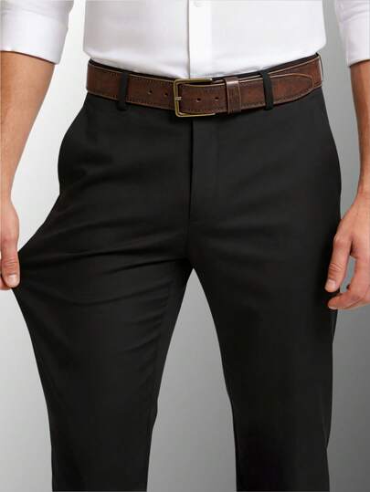 1pc Men's High-Waisted Fashionable Casual Suit Pants, Solid Color Draping Straight-Leg Suit Pants For Spring/Summer