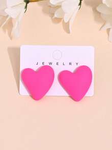 1对简约甜美可爱水钻花朵爱心耳环，多巴胺百搭耳环，适合女性全年日常佩戴 - 耳環 - 查看 6