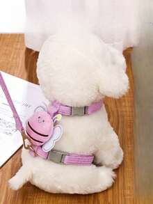 猫咪胸背带及牵引绳套装，蜜蜂图案，适合猫咪及小型/中型犬，四季皆宜，胸带式，防勒颈背心式胸背带 - 彩色 - 查看 4