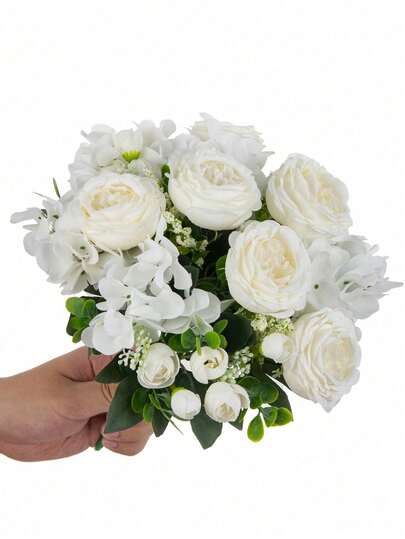 Artificial Peony Flower - White Lifelike Flower With Stem, Suitable For Tabletop Centerpiece, Wedding Decor, And Bridal Bouquet. White Peony Flower Bouquet Is Perfect For Valentine's Day, Mother's Day, Easter, Wedding Season, And Home DIY Decoration, Holiday Floral Arrangement