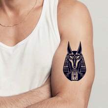 AMIFANS 临时纹身贴纸，阿努比斯埃及守护神，可持续1-2周，半永久纹身，果汁纹身，逼真纹身，浪漫纹身，仿真纹身，防水，外观逼真，小众设计纹身，水果纹身，植物纹身 - 黑色 - 查看 4