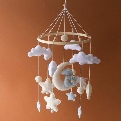 Handmade Rabbit Baby Crib Mobile, Interesting Animal Themed Toy, Educational, Enhances Hand-Eye Coordination, Suitable For Nursery Decor, Best Gift For Parent-Child Interaction, Birthday, Christmas