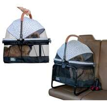 Pet Gear - Portador de Mascotas sin Cierre 360 y Asiento de Coche con Marco de Asiento Elevador para Perros y Gatos pequeños ventilación de Malla Entrada de botón no Requiere Herramientas Gris - Nube gris - Ver 1