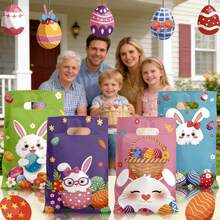 50个/套 卡通兔子复活节礼品袋，复活节彩蛋糖果零食包装袋，适用于各种场合，复活节、生日、新年礼物 - 彩色 - 查看 3