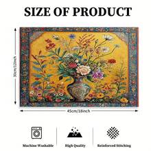 1件花瓶图案桌旗，复古风格，日常家居厨房装饰；1件桌旗，4件餐垫，1个靠垫套；桌旗和餐垫套装；多种产品组合可选；家居装饰室内外派对用品；适合日常家居厨房装饰和活动派对装饰 - 彩色 - 查看 6