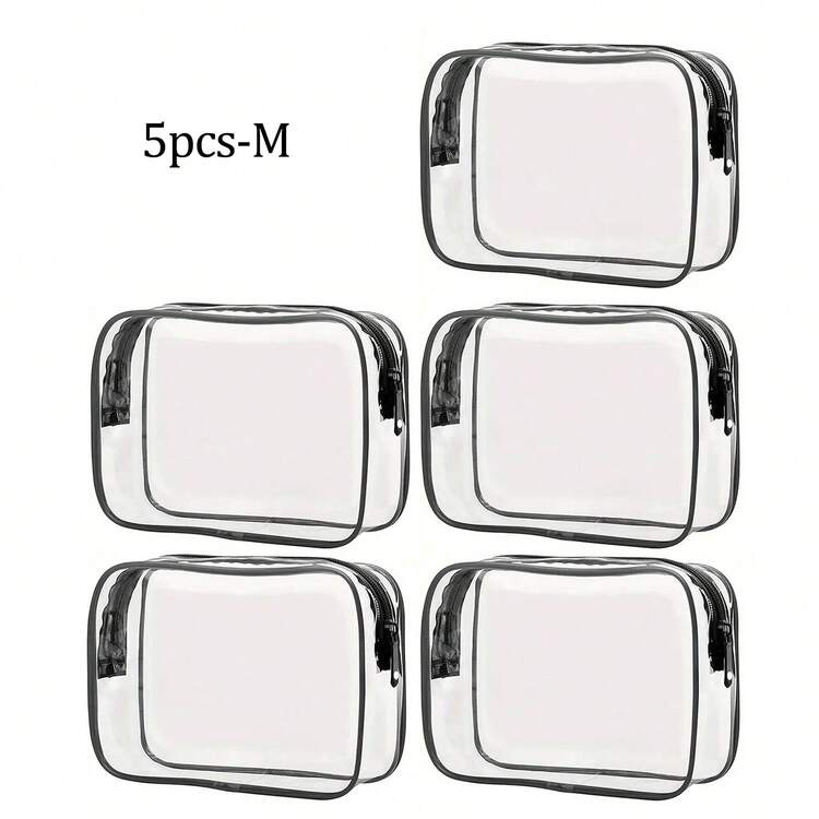 Bộ 3 túi đựng mỹ phẩm trong suốt, chống thấm nước, unisex, thích hợp cho kỳ nghỉ hè và du lịch - Nhẹ, nhiều màu (Hồng, Đen, Trắng, Đỏ hồng), túi có khóa kéo đa năng để đựng đồ dùng vệ sinh cá nhân và phụ kiện du lịch của nữ, túi trang điểm, túi đựng đồ trang điểm, túi trong suốt, túi đựng đồ vệ sinh cá nhân, túi du lịch, đồ dùng cần thiết cho kỳ nghỉ, quà tặng cho phụ nữ. - màu đen - Xem 10