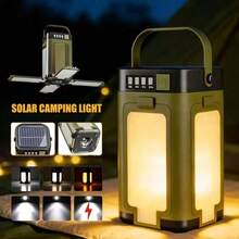 Luz de emergencia multifunción, lámpara de tienda de campaña recargable por energía solar/USB, linterna portátil para acampada con 6 modos, con gancho y indicador de nivel de batería, ajustable para uso doméstico, adecuada para senderismo, pesca, reparaciones - 1 pieza - Ver 12