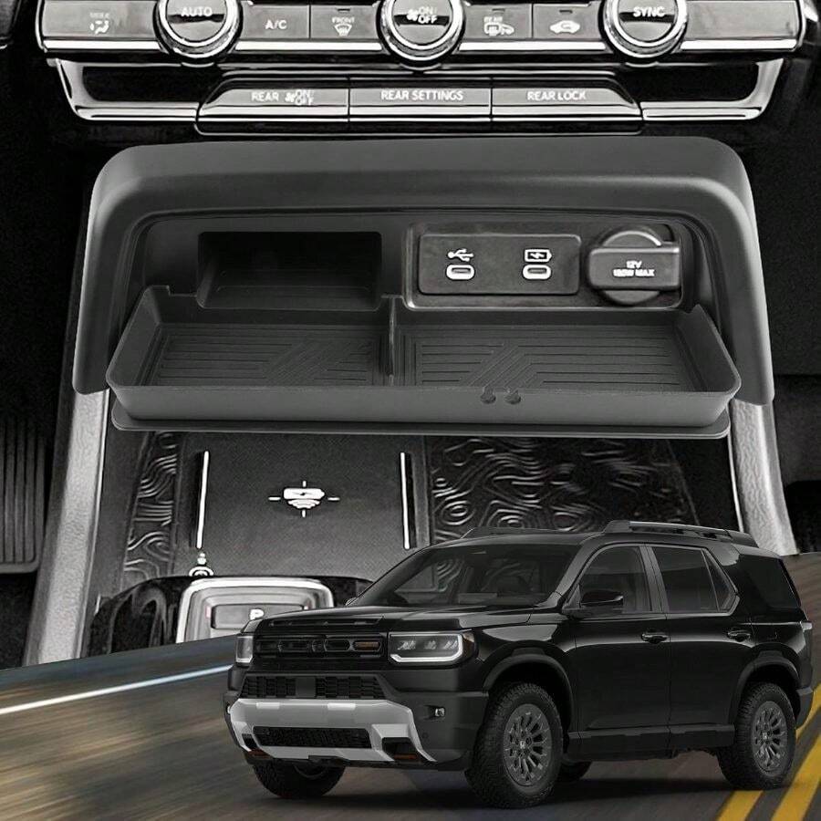 2026 Passport Center Console Organizer Coin Tray 2026 Passport Center Console Tray Middle Console Storage Insert Cubby Organizer 2026 Passport Accessories - جواز سفر أسود 2026 - مشاهدة 1