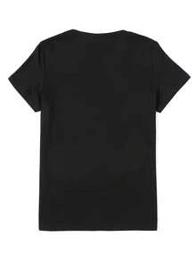 Humorous "More Moist Than Oysters" Graphic Women'S T-Shirt - Round Neck, Short Sleeves, Regular Fit Casual Top, Suitable For Outdoor, Everyday Wear, And Year-Round Comfort, Funny Style Clothing - Black - View 2
