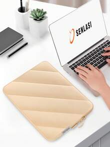 SENLASI Puffy Protective Laptop Sleeve 13.5 14 15.6 Inch,Laptop Bag Compatible With Macbook Air 13 15 M1 M2 2012-2023, Pro 13 14 15 2010-2022,14-16 Chromebook Surface Notebook,Soft Fluffy Inner Lining, Laptop Case, Beige - View 10