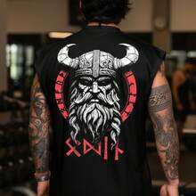 Machao Vikings Mode Training Tank Top, 100% Premium Cotton, Lightweight - 黑色 - 查看 4