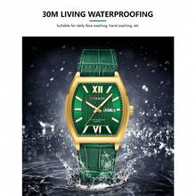 CURREN 男士腕表 顶级奢华军表风格男士腕表 防水真皮表带石英日历腕表 礼品 8478 - 黑色 - 查看 7