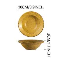 1pc Vintage Ceramic Round Sauce Dish, Hotpot Condiment Bowl, Small Appetizer Dipping Plate, Creative Retro Style, Rustic Pottery, Soy Sauce Vinegar Dish, Home Decor, Kitchenware, Color Matching, Creative Plating, Food Photography, Lifestyle Christmas Gift,School Supplies - Multicolor - View 27