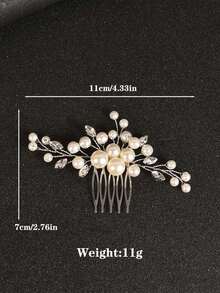 1pc Elegant Handmade Pearl & Hair Comb, Women Bridal Wedding Party Accessory Valentine's Day Accessories - Vàng - Xem 10